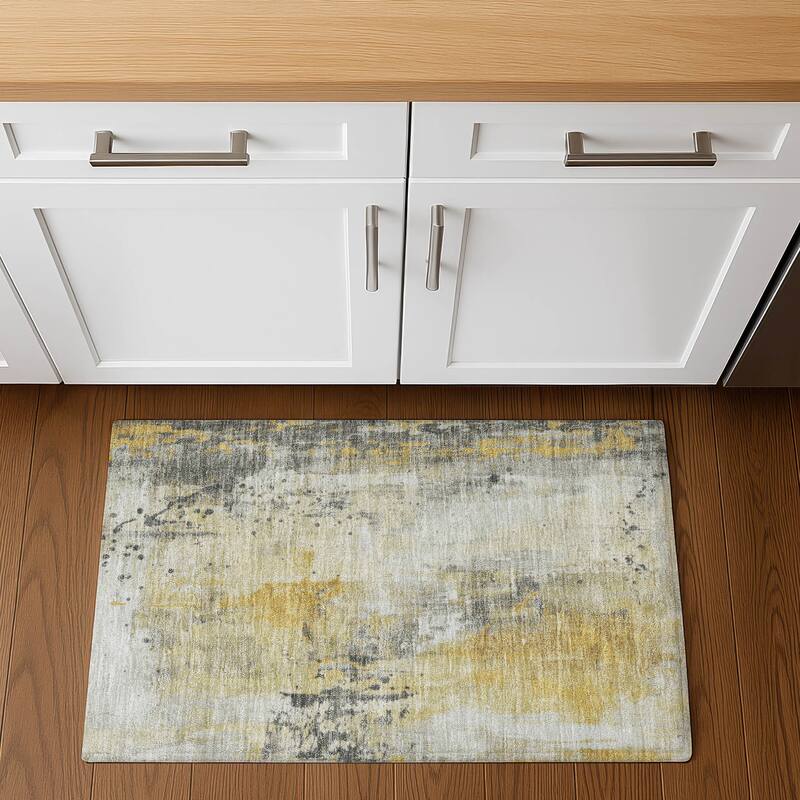 Premium Washable Super Soft Abstract Modern Mayfield Rug - 1'8" x 2'6" - Gold