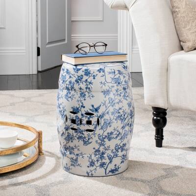 SAFAVIEH Paradise Swallows White Ceramic Decorative Garden Stool