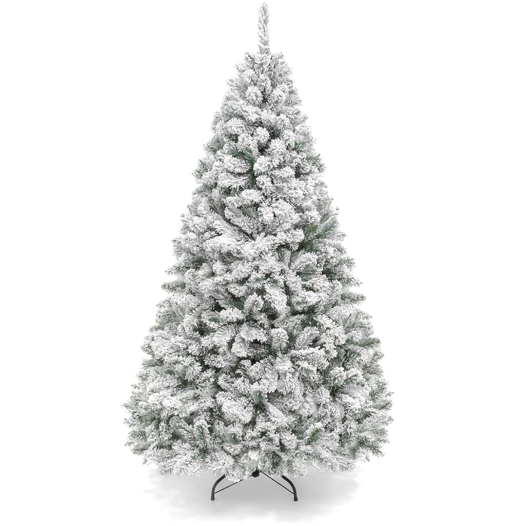 6ft Premium Snow Flocked Artificial Christmas Tree w/ 850 Branch Tips
