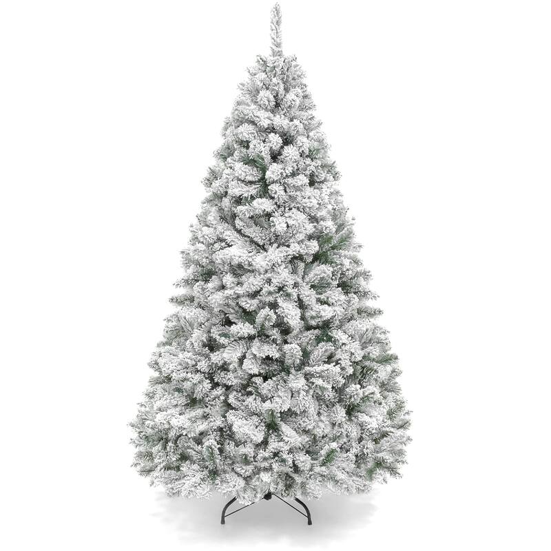 7.5ft Premium Snow Flocked Artificial Christmas Tree w/ 1346 Branch Tips - White - 7.5 Foot