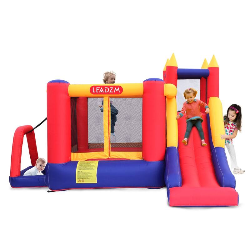 Inflatable Bouncer House with Air Blower, Jumping Castle with Slide, Family Backyard Bouncy Castle