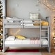 preview thumbnail 2 of 12, Twin Over Twin Bunk Bed with Built-in Ladder and Guardrail, Grey