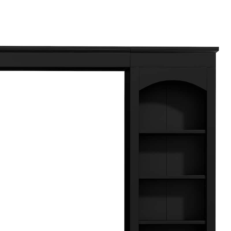 Farmhouse Arched Entertainment Center Wall Unit with Bookshelf,for TVs Up to 70",106"Multi-Functional Media Console with Drawer