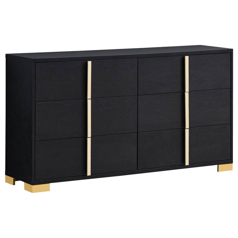 Dex 4pc Queen Bedroom Set with Modern LED Headboard, Mirror, Black