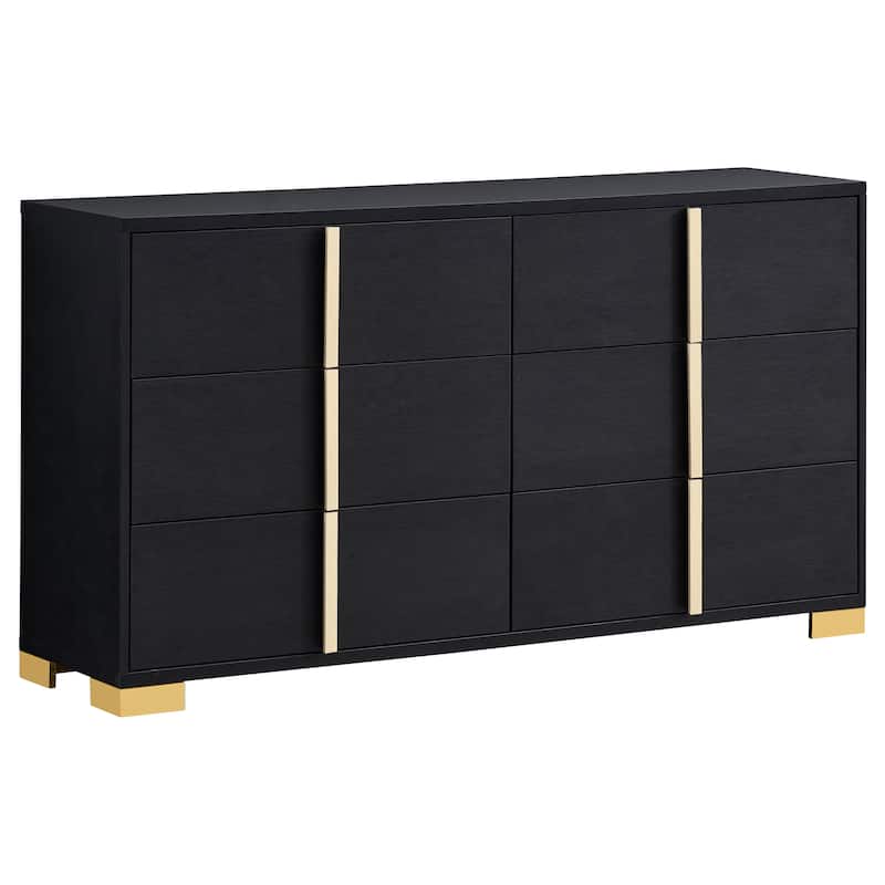 Dex 5pc Queen Bedroom Set with Modern LED Headboard, Mirror, Black