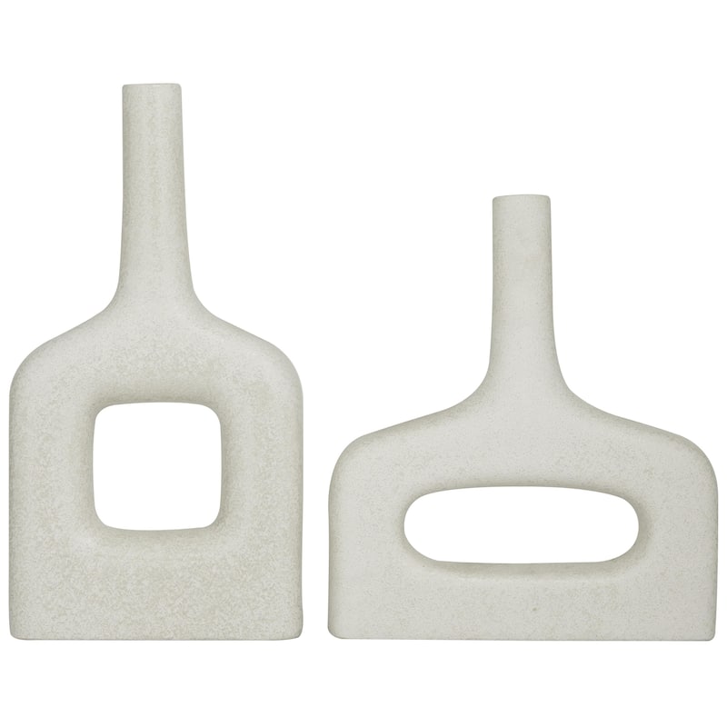 Ceramic Donut Shaped Decorative Vase - Set of 2 White or Black - CosmoLiving by Cosmopolitan