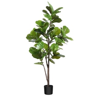 Artificial Fiddle Leaf Fig Tree 65 Inch Fake Ficus Lyrata Plant with 68 ...