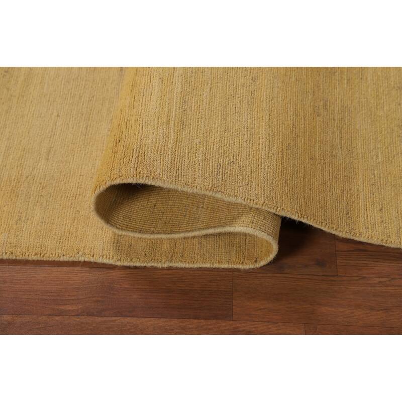 Yellow Modern Gabbeh Runner Rug Hand-Knotted Wool Carpet - 2'7"x 9'6"