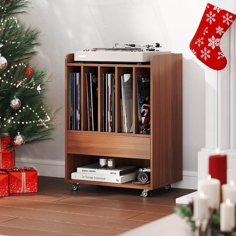 Costway Record Player Stand with Drawer & Record Holder,Lockable - See Details