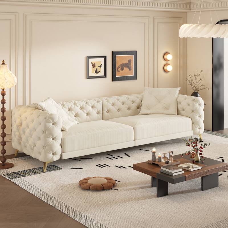 GDFStudio - Velvet 97.7" 3-in-1 Convertible Sleeper Sofa with Pull-Out Bed