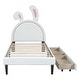 preview thumbnail 16 of 18, Lovely Fairytale Theme Kids Bed Twin Size Platform Bed, PU Upholstered Bed with Rabbit-Shaped Headboard & 2 Drawers