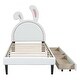 preview thumbnail 6 of 18, Twin Upholstered Leather Platform Bed with Rabbit Ornament Headboard & 2 Drawers Wooden Platform Bed for Kids Girls/Boys