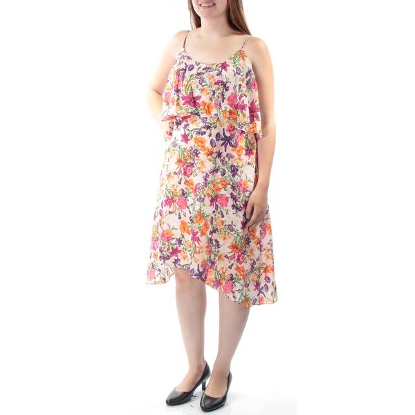 Shop Womens Cream Spaghetti Strap Knee Length Casual Dress Size L