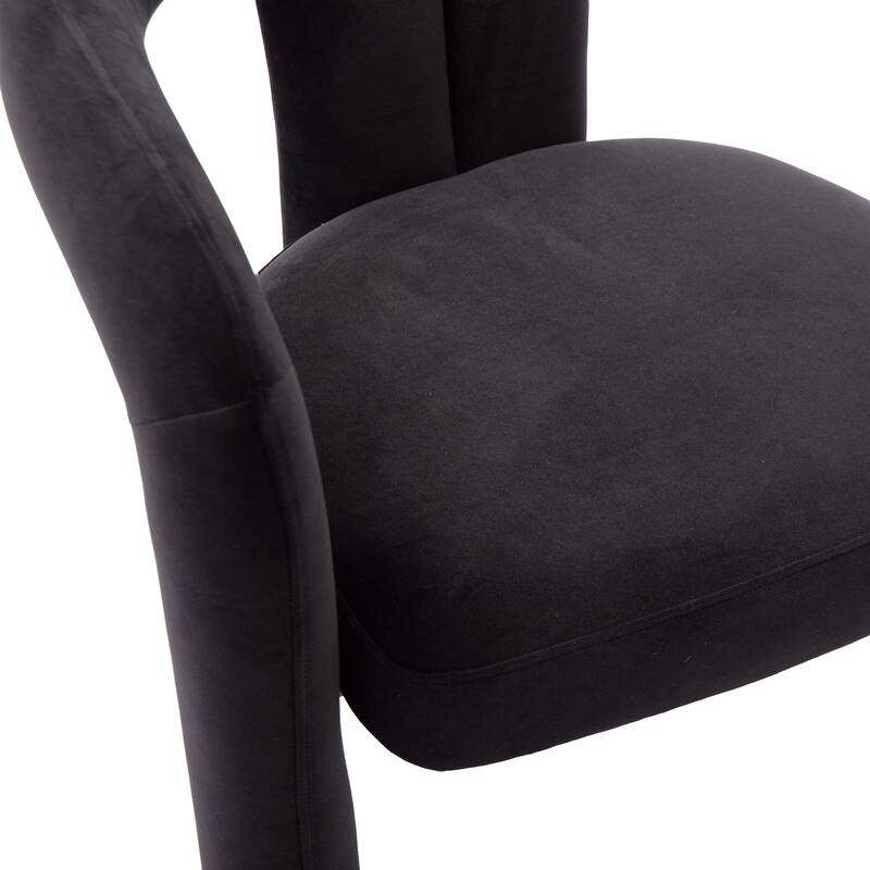 Black Modern 25.2" Upholstered Accent Chair with Curved Circular Backrest and High-Density Foam (Set of 2)