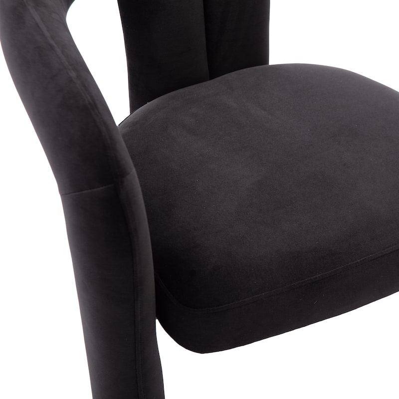 Contemporary Designed Velvet Fabric Upholstered Accent Chair Barrel Side Chairs Kitchen Armchair for Living Room set of 2