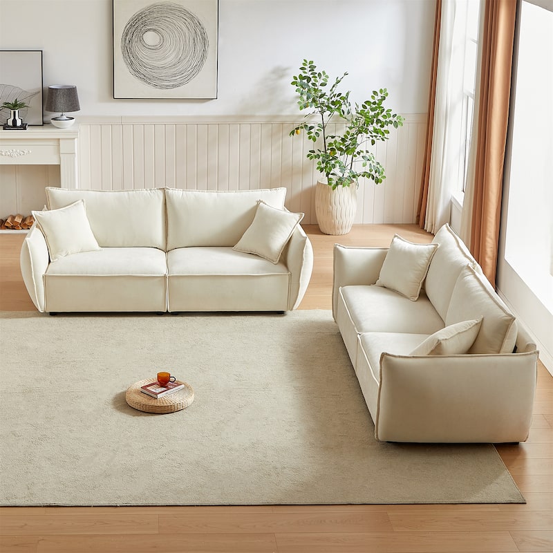 3-Seater + 3-Seater Combo Sofa - Beige