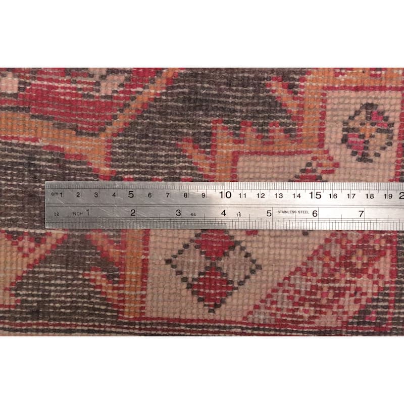 Hand Knotted Oriental 100% Wool Carpet Traditional Geometric Red Ardebil Runner Rug - 9' 4'' X 4' 5''