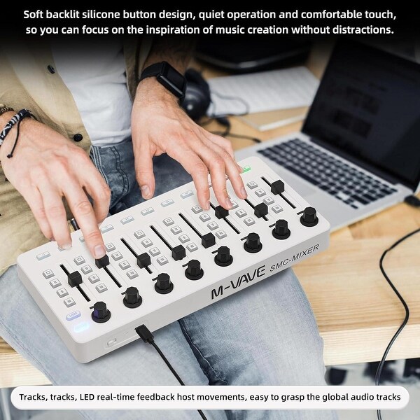 M-WAVE Wireless MIDI Controller Bluetooth Mixer 8 Knobs for DAW
