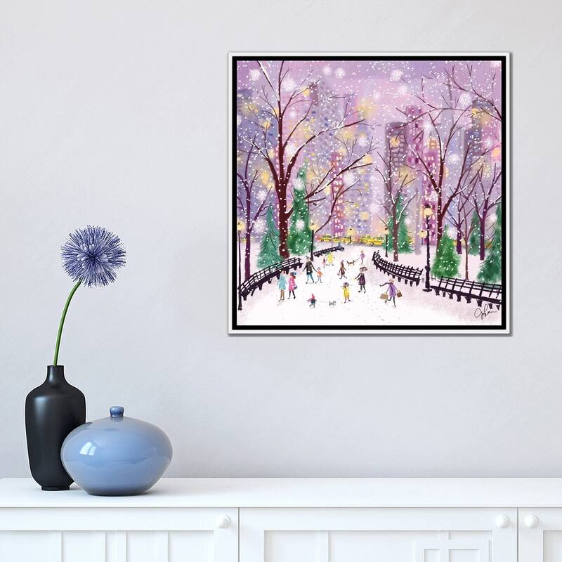 iCanvas "Snowy Night" by Joy Laforme Framed Canvas Print