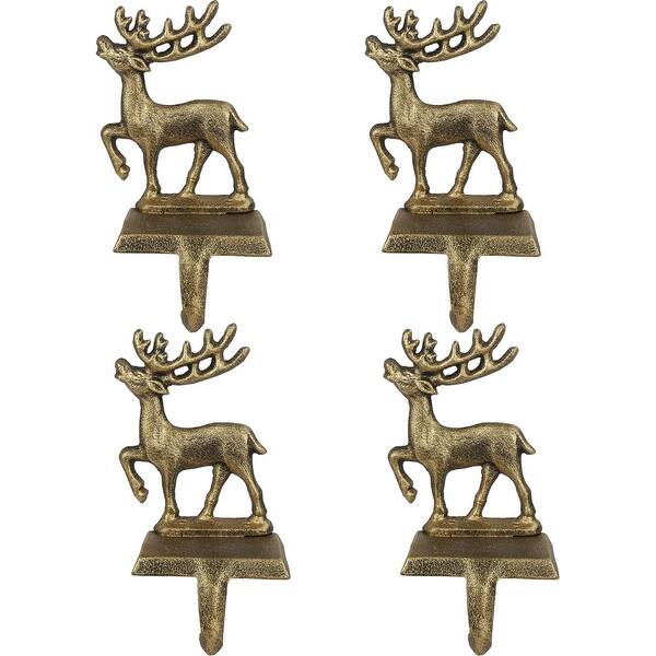 Guardwee 4 Pack Heavy Duty Christmas Stocking Holder Free Standing Mantle Xmas Metal Hooks Decor Black Red Buffalo Plaid Snowmen Trees Trucks Stockin