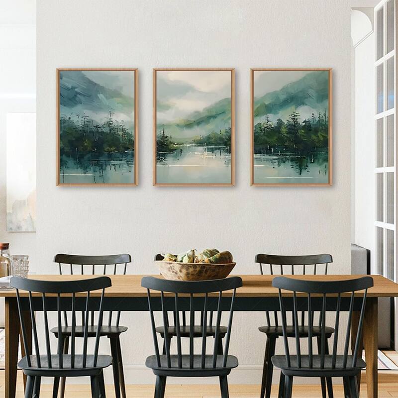 Misty Watercolor Artwork,Abstract Modern Nature Pine Tree