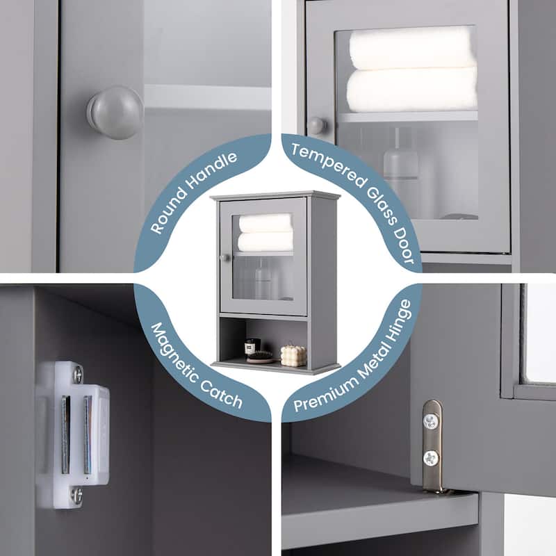 Gymax Wall Mounted Bathroom Cabinet Storage Organize Hanging Medicine