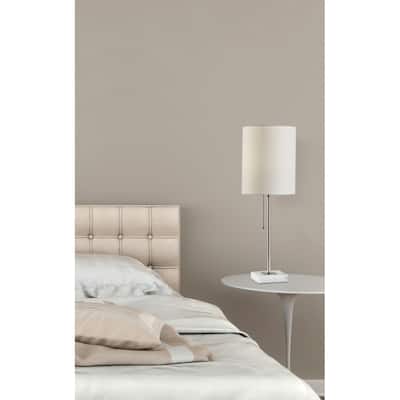 Porch & Den Atlantic Marble Base/White Fabric Shade Table Lamp