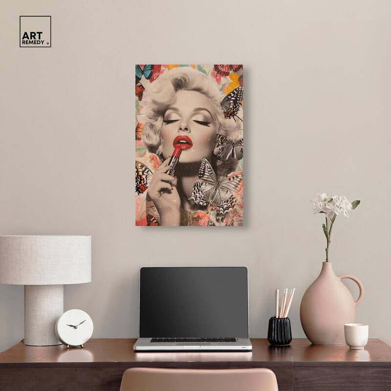 Iconic Lady Butterfly Collage Canvas by Art Remedy, Gallery Wrapped