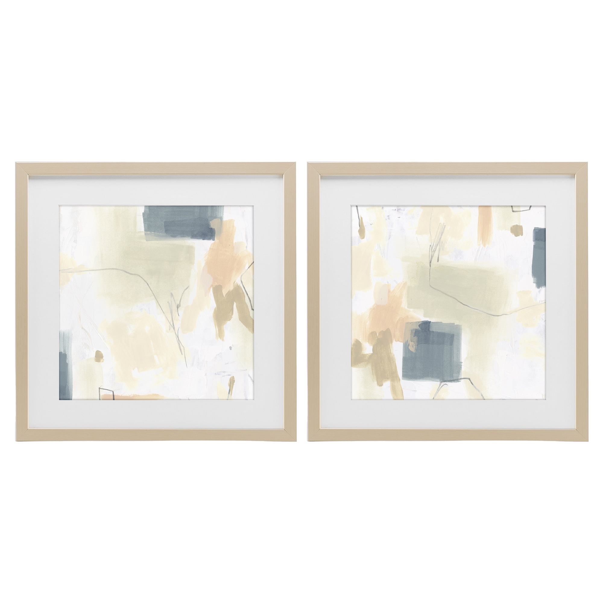 Stupell Muted Plaster Line Under Glass Framed Design By June Erica Vess (Set of 2)