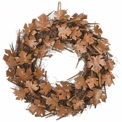 National Tree Company Artificial Autumn Wreath, Decorated with Brown Maple Leaves, Autumn Collection, 18 Inches - 18 in