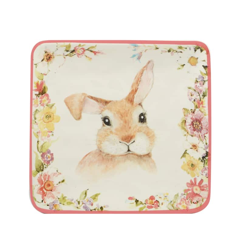 Certified International Easter Garden 6" Canape/Luncheon Plates, Set of 4 Assorted Designs - 6" x 6" x 0.75"