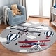 preview thumbnail 4 of 35, SAFAVIEH Carousel Kids Turi Airplane Rug 6'7" Round - Light Grey/Red - Round