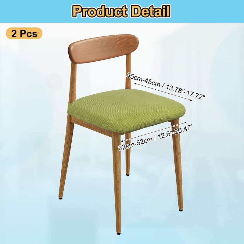 Set of 2 Chair Covers for Dining Chairs, Chair Seat Slipcovers - Green