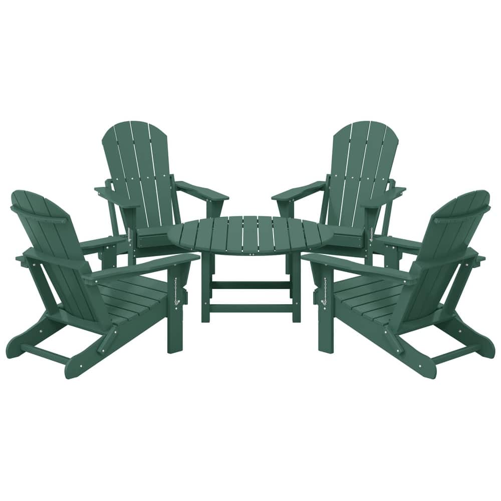 Laguna Outdoor 5-Piece Adirondack Chair With Round Coffee Table Conversation Set