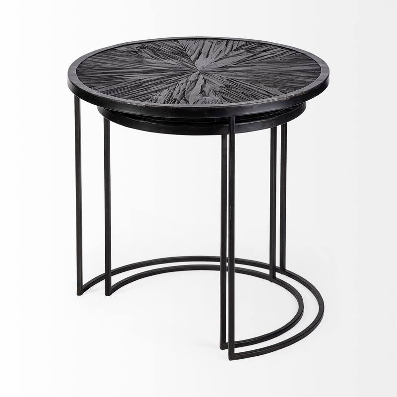 HomeRoots Set of Two 20" Black Round End Table - 19.7' X '19.7' X '19.7
