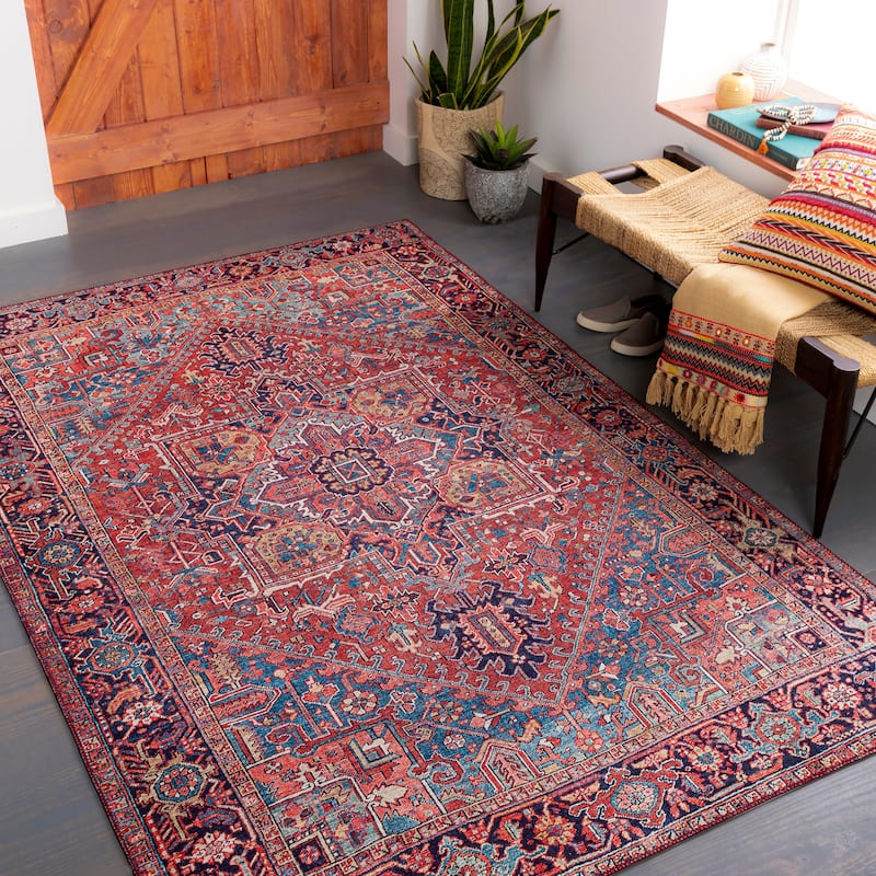 Livabliss Ferran Vintage Persian Printed Area Rug - Red/Blue - 3' 6" x 5' 6"