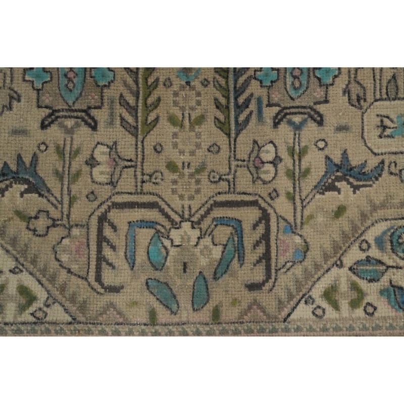 Hand Knotted Oriental 100% Wool Carpet Traditional Floral Beige & Ivories Tabriz Area Rug - 9' 3'' X 6' 5''