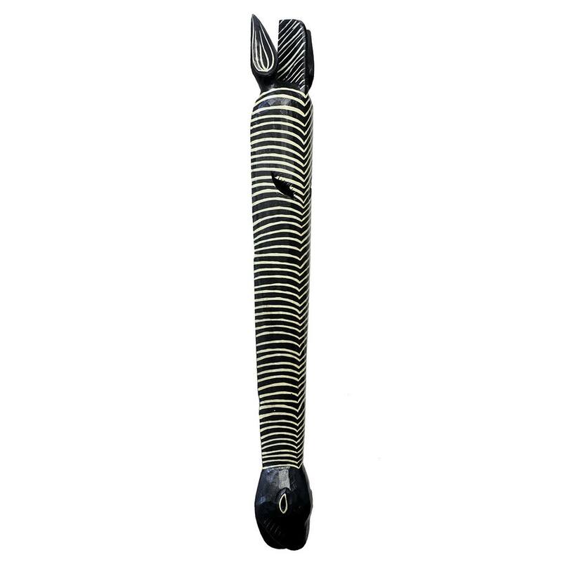 39" Wooden Tribal African Zebra Wall Mask Plaque Hanging Hand Carved Home Decor Accent Art Sculpture Wood Handmade HandCraft