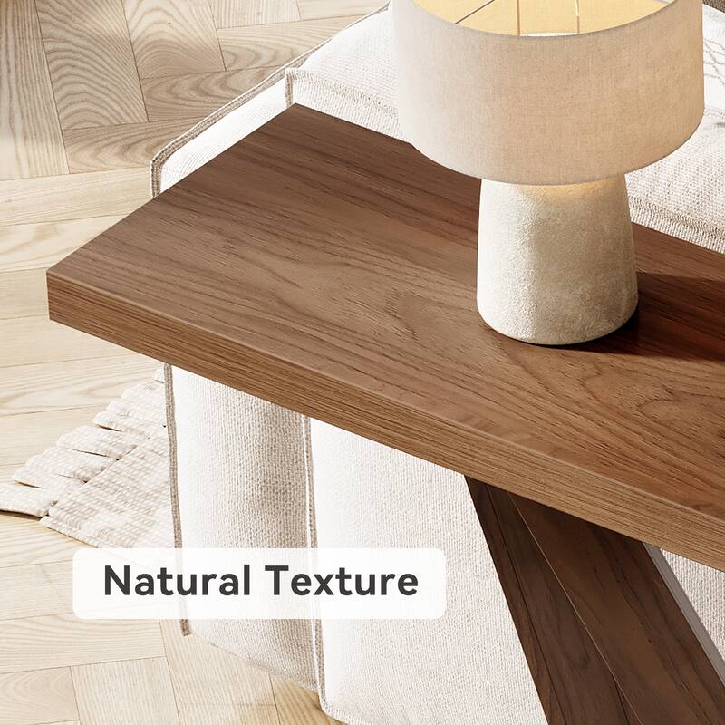 63" Farmhouse Entryway Console Table Behind The Couch