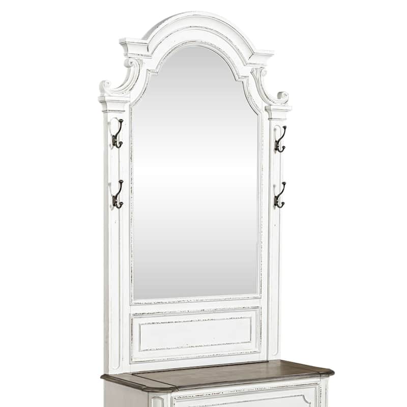 Magnolia Manor Antique White & Weathered Bark 2 Piece Hall Tree Set