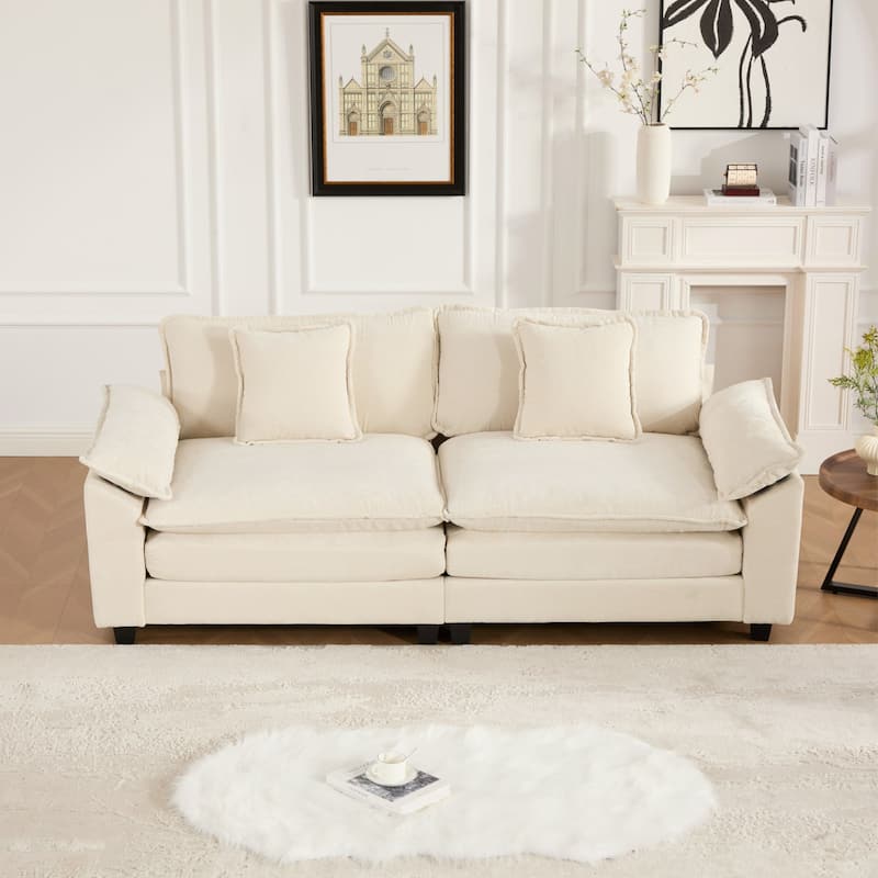 Comfy Double Layer Upholstered Couch Chenille Accent Loveseat Sofa