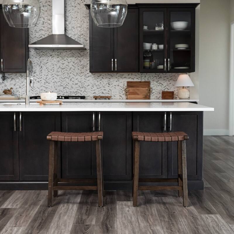 Maven Lane Noah Backless Kitchen Dining Stool with Vegan Leather