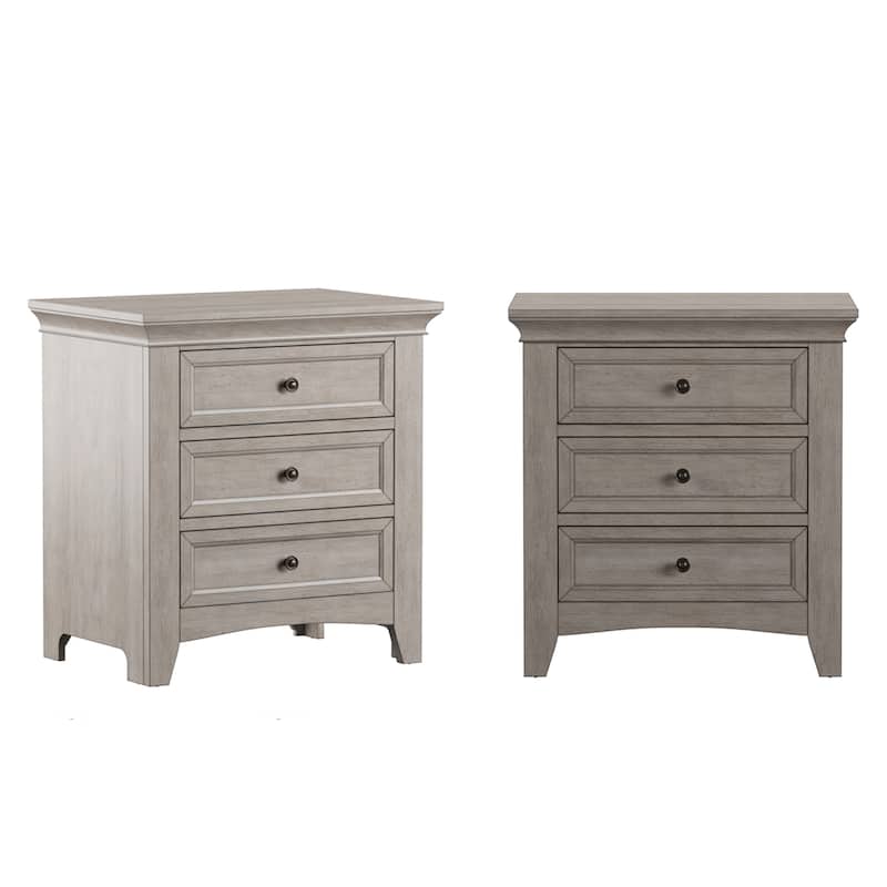 Varenna 3-Drawer Wood Modular Storage Nightstand with Charging Station - Off-White
