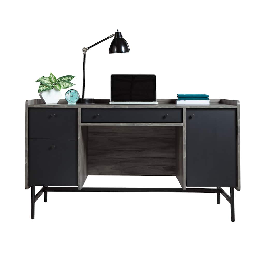 Wood Multi-purpose Desk with Adjustable Shelves, Gray