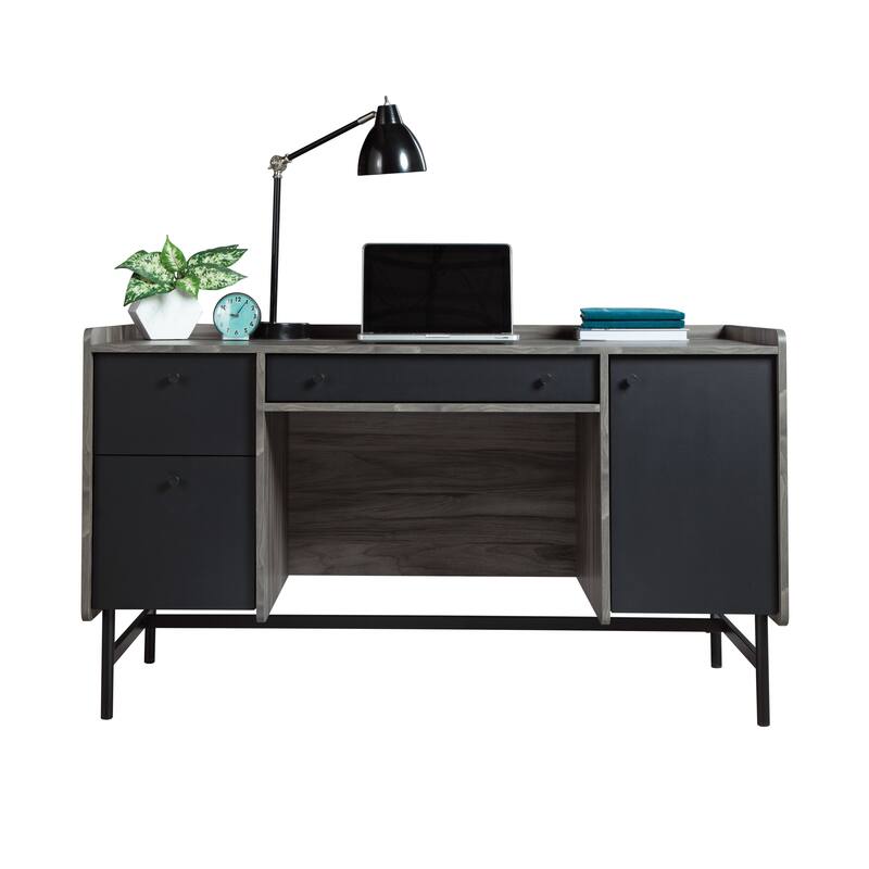 Wood Multi-purpose Desk with Adjustable Shelves, Gray