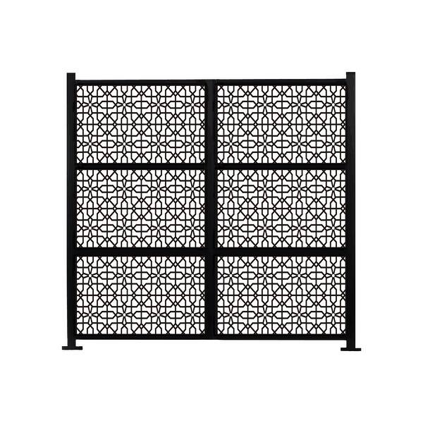 HIGHLANDERHOME 4-ft W Black Galvanized Iron Decorative Metal Privacy Fence Panel