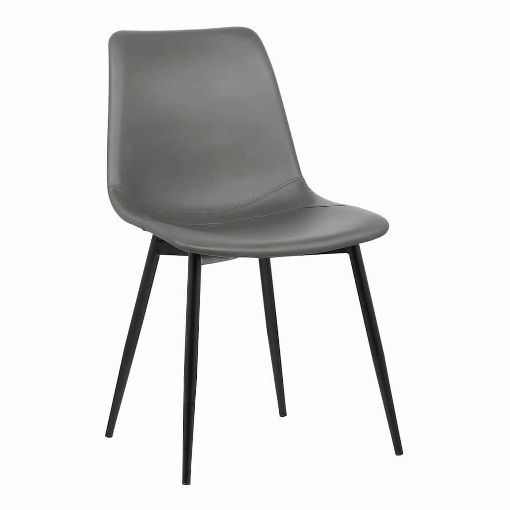Black/Gray Faux Leather Upholstered Metal Frame Dining Chair, Sturdy Dining Chair for Dining Rooms - 19.5