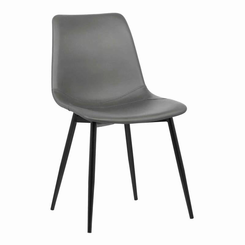 Black/Gray Faux Leather Upholstered Metal Frame Dining Chair, Sturdy Dining Chair for Dining Rooms - 19.5