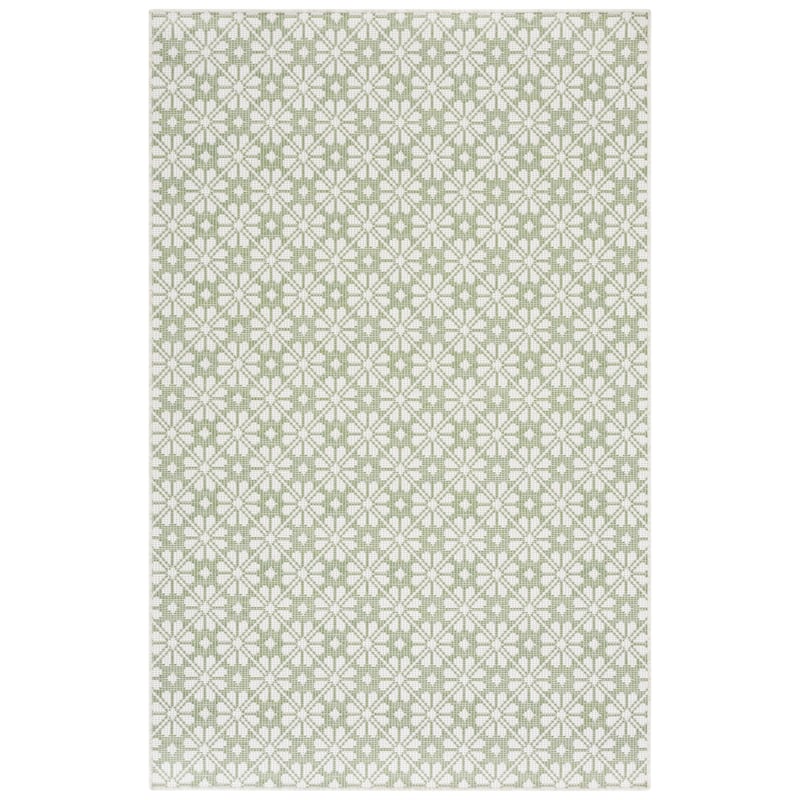 Martha Stewart by SAFAVIEH Matty Indoor/ Outdoor Rug - 6'5" Square - Green/Ivory
