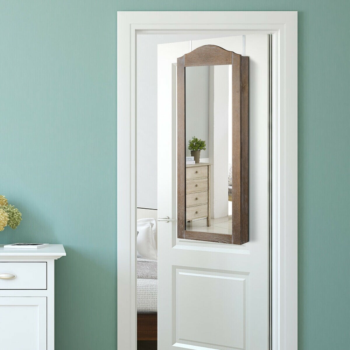 Gymax Jewelry Cabinet Wall Door Mounted Rustic Jewelry Armoire On Sale Overstock 28979208